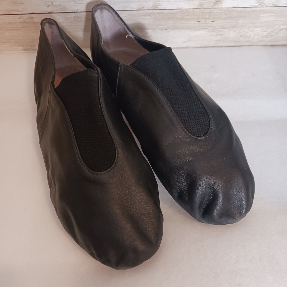 Bloch Girl's Jazz shoes Sz 8 Black leather and textile upper & rubber sole